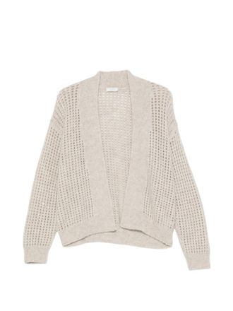 PESERICO Beige Knitted Shawl Neck Sweater