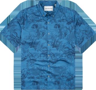 Tori Richard Mens Octopuss Garden Short Sleeve Shirt In Blue