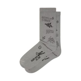 Golden Goose Geribbelde sokken met graffitiprint - unisex - Ondergoed - Grijs - Maat: S Katoen