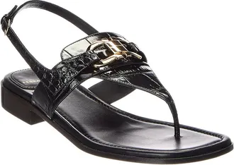 Ferragamo Lula Croc-Embossed Leather Sandal