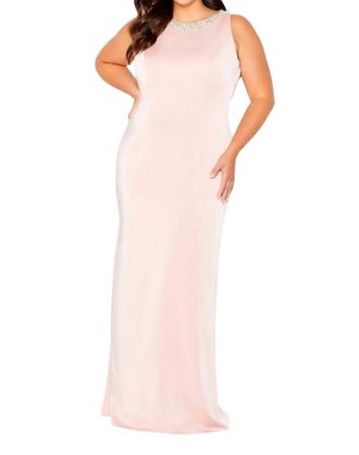 Cameron Blake Sleeveless Novelty Crepe Gown In English Rose