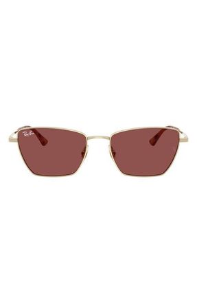 Ray-Ban Drea Bio-Based 53mm Polarized Irregular Cat Eye Sunglasses in Pale Gold /Dark Violet at Nordstrom
