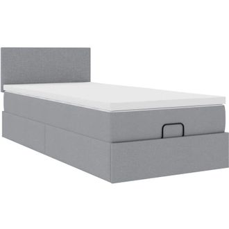 vidaXL Cama Otomana Con Colch&oacute;n Gris Claro 100x200 Cm Tela Vidaxl