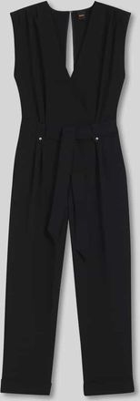 Boss Orange by Hugo Boss BOSS Orange Regular Fit Jumpsuit mit Plissees in Black, Größe 36
