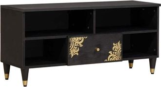 vidaXL Mueble De Tv Negro 100 X 33 X 46 Cm Madera De Mango Maciza Vidaxl