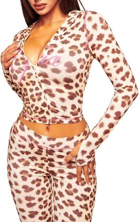 I.AM.GIA Blare Crop Hoodie in Leopard at Nordstrom, Size Xx-Small