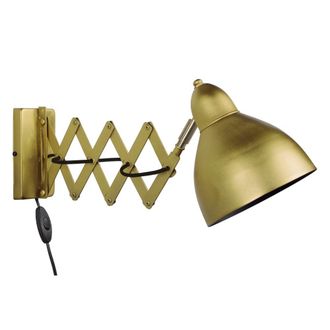Tosel Aplique de pared metal Alt.20cm dorado ;Pantalla: verde