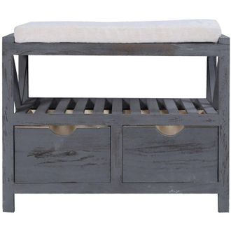 Mobili Rebecca Mobili Rebecca - Rebecca Mobili Banco de Asiento Gris 2 Cajones Madera Retro 43x65x34