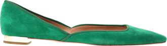Aquazzura Pre-owned Womens Aquazzura Maia Ballet Flats in Green Suede - Size EU 40