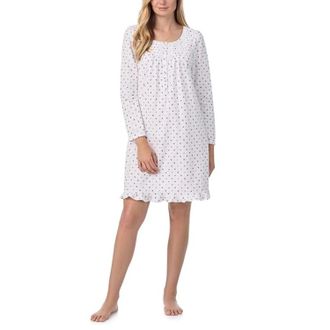 Eileen West Short Gown Womens White Floral Ruffle Hem Sleepwear DDR2907