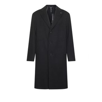 Lardini Coats Black - Heren - Mantel - Zwart - 2XL - Leer - Jassen
