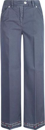 True Royal Wijde broek - Dames - Wijde Broeken - Blauw - M - Katoen - Broeken