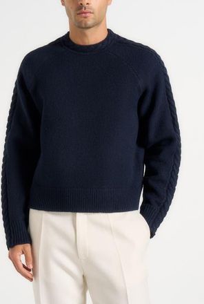 Mani&egrave;re De Voir Raymond Plait Detail Raglan Knit Jumper in Navy at Nordstrom, Size Xx-Large