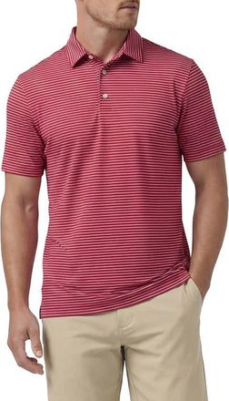 Mizzen+Main Versa Trim Fit Stripe Performance Polo in Crimson Alternating Stripe at Nordstrom, Size Xx-Large