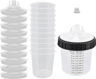 OEM Vaso Pulverizador Desechable Para Pistola De Pintura Hvlp, Sistema De Vaso Con Inserto Y Tapa De 600 Ml (20 Oz)