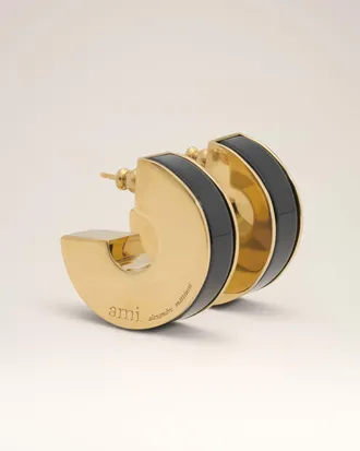 Ami Black Brass Rivage Hoops Black - OS - Unisex