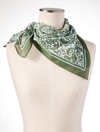 Talbots Royal Medallion Square Scarf - White - 001 Talbots