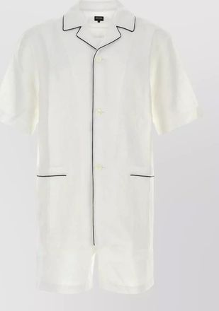 Ermenegildo Zegna linen pyjama shirt short sleeves contrast piping