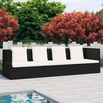 vidaXL Vidaxl - Lettino Da Giardino Con Cuscini In Polyrattan Nero