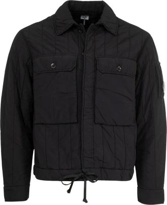 C.P. Company Lens-detail quilted jacket - Black