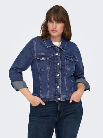 Only Carmakoma Jeansjacke ONLY CARMAKOMA CARWESPA LS DBD JACKET DNM, Damen, Gr. 42, blau (dunkelblau denim), Denim/Jeans, Obermaterial: 79% Baumwolle, 20% Polyester,