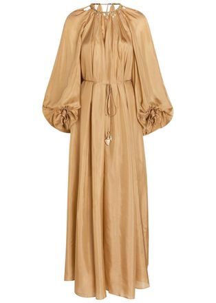 Zimmermann Mohon Charm-effect Silk Midi Dress - Beige - 4 (UK 16 / XL)