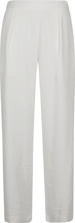 Anemos White Wide Leg Pleated Trousers
