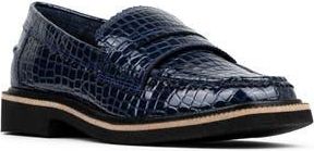 Donald J Pliner Croc Embossed Loafer in Navy at Nordstrom Rack, Size 5.5