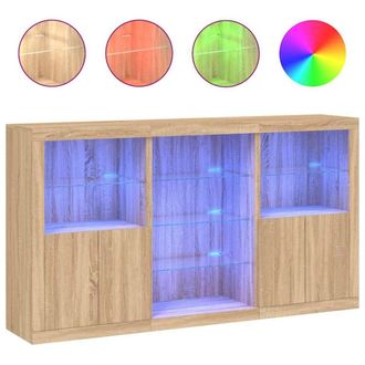 Berkfield Home Sideboard with LED Lights Sonoma Oak 181.5x37x100 cm in Light Tan