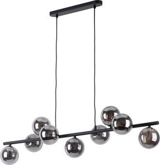 Luminosa Light Designs TK Estera L&aacute;mpara colgante de techo tipo barra, color negro y cristal grafito, 9 luces G9