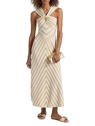 Zimmermann Luna Halter Dress In Cream/gold