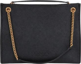 Ralph Lauren Bradley Large Pebbled Leather Tote - Bags - Mujer - Negro - ONE SIZE