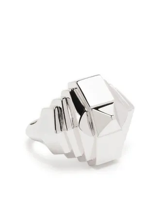 Statement Rockaway Pyramid sterling silver ring - women - Rhodium Plated Sterling Silver - 48