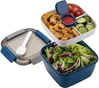 OEM Fiambrera Con Compartimentos Divididos, Sostenible, A Prueba De Fugas, Fiambrera Para Ensaladas, Fiambrera Bento Para La Escuela, Azul