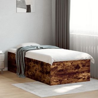 Berkfield Home Bed Frame without Mattress Smoked Oak 90x190 cm Single in Brown