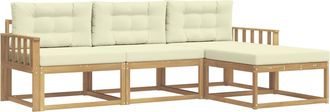 vidaXL Conjunto De Sof&aacute;s De Exterior 4 Uds. Blanco Y Crema Poli&eacute;ster Vidaxl