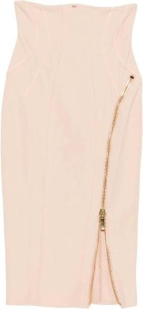 Elisabetta Franchi Midi Rok met Hoge Taille en Goudkleurige Rits - Dames - Kokerrokken - Roze - L - Rokken
