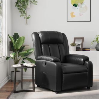 vidaXL Sill&oacute;n Reclinable De Cuero Sint&eacute;tico Negro Vidaxl