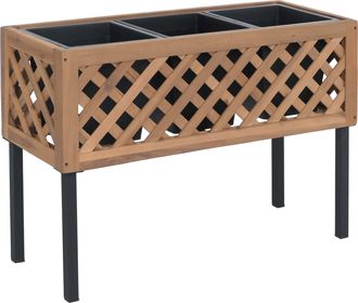 Hhg [nunca Usado] Jardinera Elevada Hhg-465, Maceta Para Flores Y Plantas, Para Interior Y Exterior, De Madera De Acacia Con Certificaci&oacute;n Mvg, 59 X 82 X 