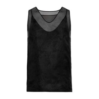 Ami Sleeveless Tops, female, Black, Size: 3XS Layered Silk Top