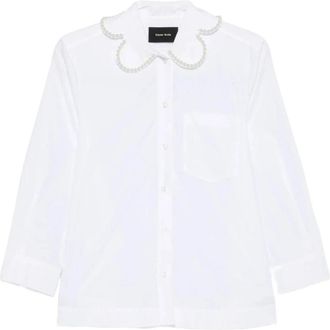 Simone Rocha Shirt met parels en cropped pasvorm - Dames - Overhemden - Wit - 3XS - Katoen - Overhemden