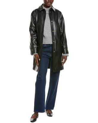 Via Spiga Snap Front Tie Belt Jacket