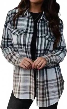 Panache Bleach Dipped Plaid Flannel Shirt In White/black