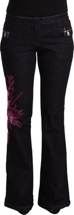 Exte Cotton Stretch Mid Waist Cotton Fla blue Womens Jeans