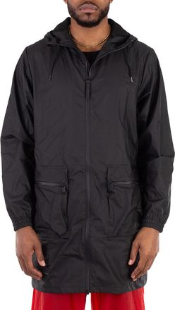 Rains Mens Black Long Cargo Jacket