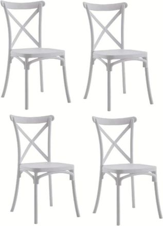 Far Kit 4 Sedie Polipropilene Cucina Bar Ristorante Sedia Interno Esterno Bianco 412
