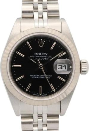 Rolex Pre-owned Datejust 79174 - Dames - Vintage Horloges - Zwart - ONE Size - Leer - Vintage