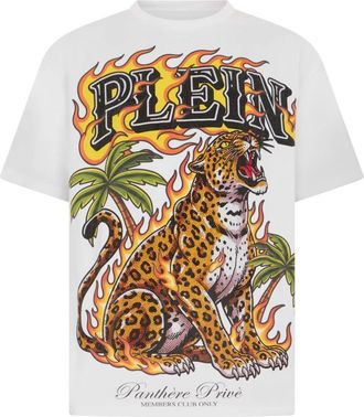 Philipp Plein T-shirt Ronde Hals SS Luipaard - Heren - Tops - Veelkleurig - Maat: 2XL Katoen