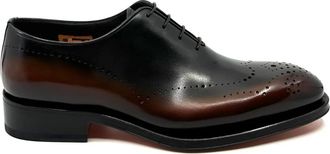 Santoni Richelieu One Cut - Heren - Nette schoenen - Bruin - 43 1/2 EU - Leer - Schoenen