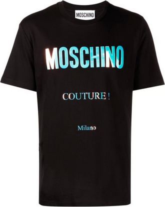 Moschino Unisex Mens Couture Reflective Logo T-Shirt (Black) Cotton - Size X-Large
